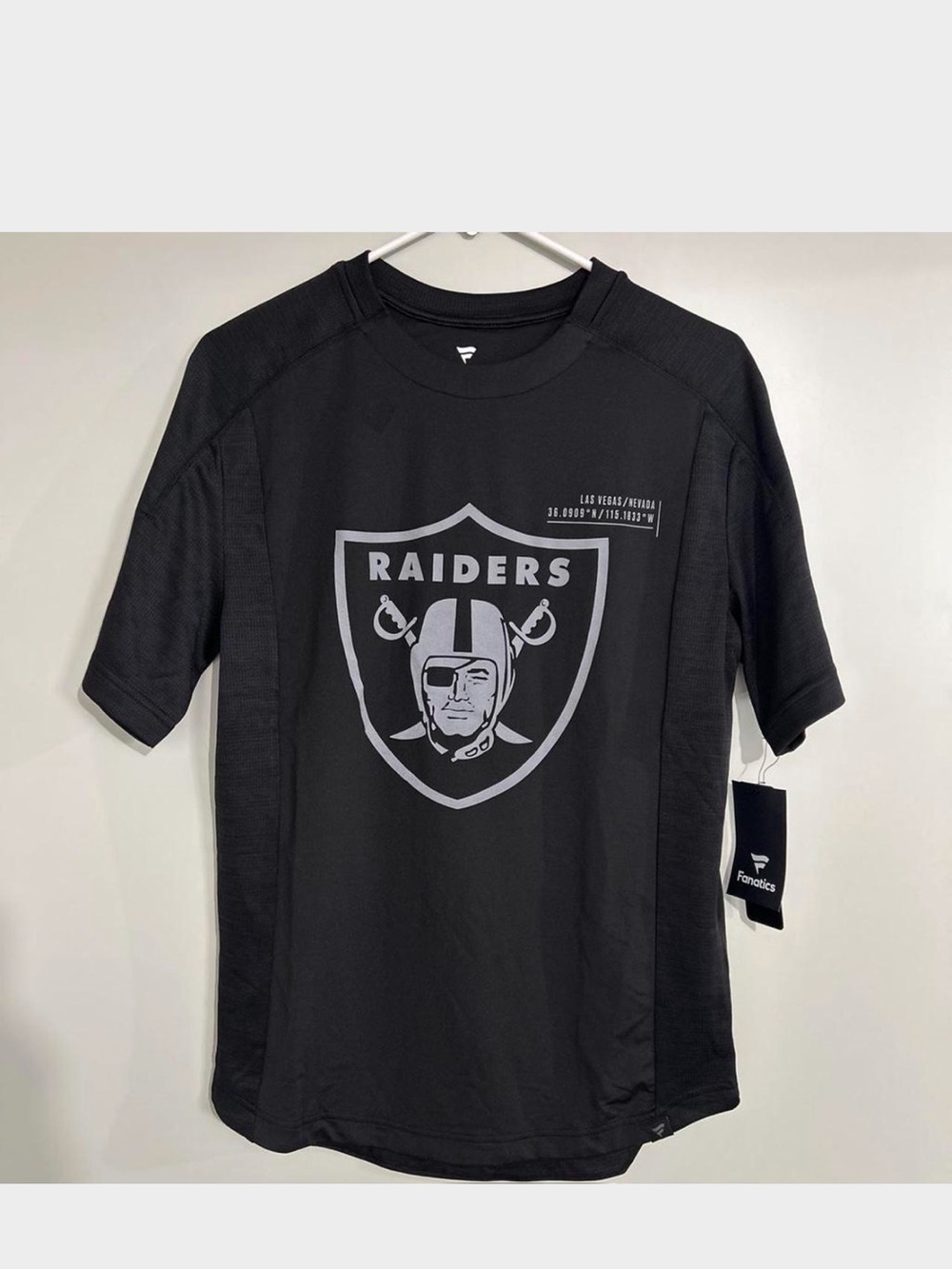Fanatics Black Raiders Logo Short Sleeve Shirt